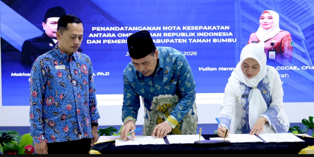 Perkuat Pengawasan Layanan Publik, Pemkab Tanbu MoU Dengan Omdusman RI